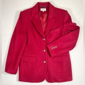 L.L. BEAN Women’s VINTAGE Wool Cashmere Red Jacket Blazer Made in USA Size 10